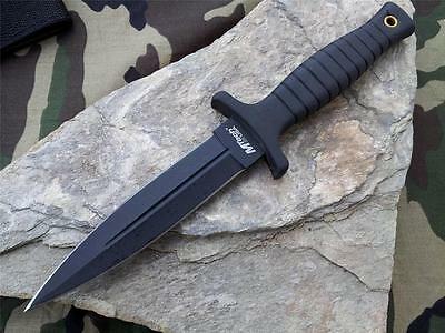 Mtech 9" Double Edge Belt Boot Field Knife Dagger Black New With Sheath 097