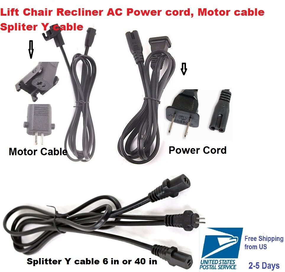 Lift Chair Power Supply 2 Pin Spliter Y-cable,power Cord,motor Cable Okin Limoss