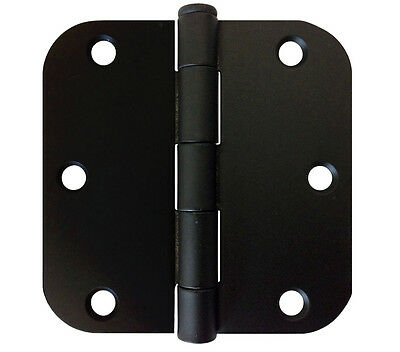 Matte Black 3.5"x3.5" Inch Door Hinges 5/8" Radius Corner Interior 3" 3.5"